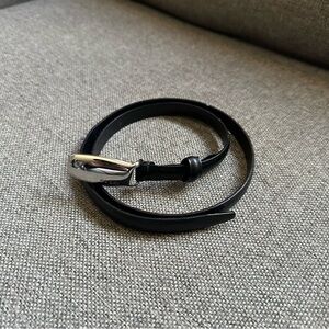 Vintage Gucci x Tom Ford black leather belt with silver buckle